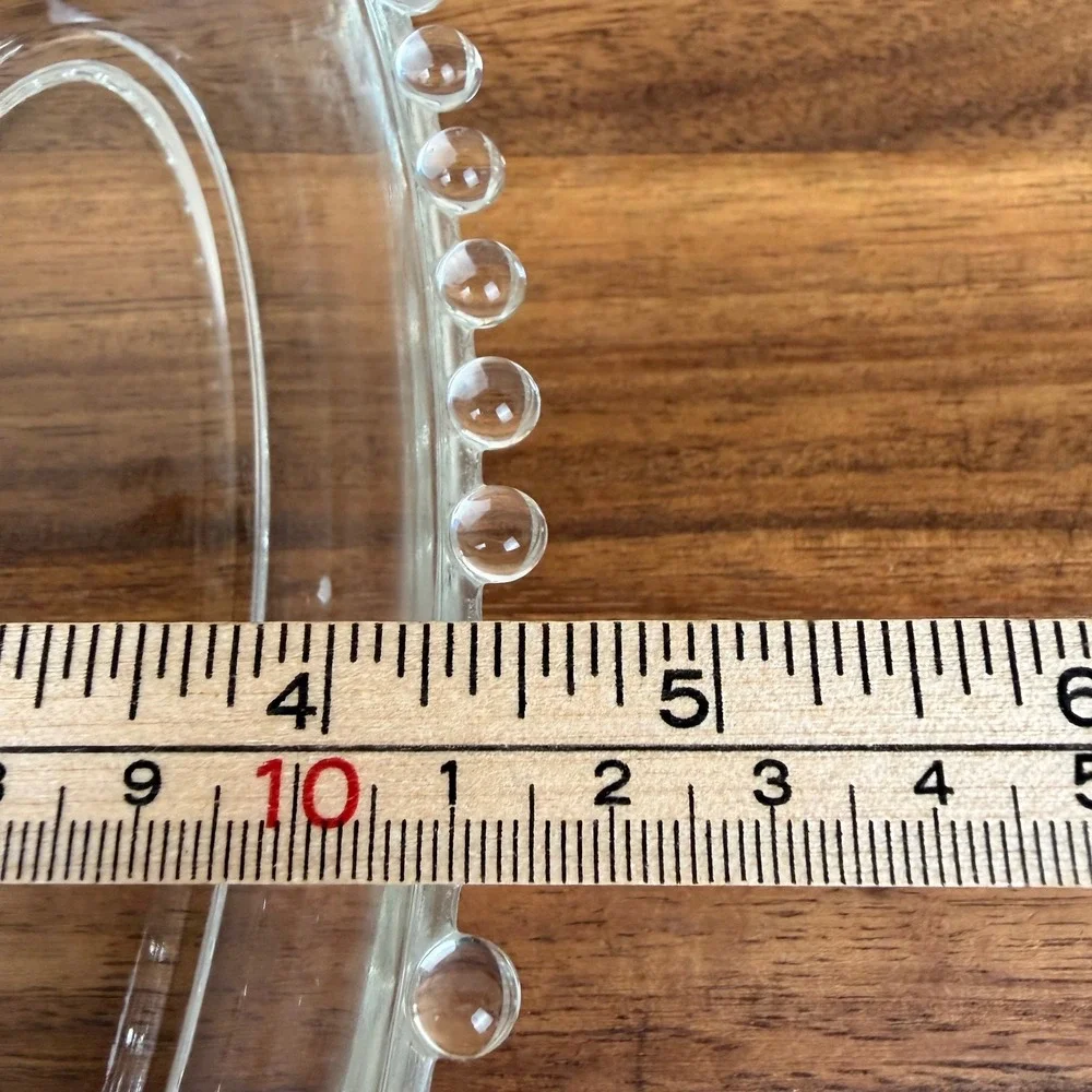 Imperial Candlewick Clear Glass Oval Relish Dish Beaded Edge Serving Tray 8.75in